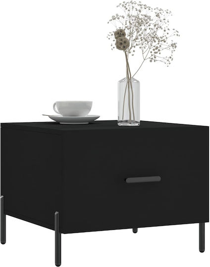 Square Side Table Wooden with Drawers Black 2pcs M50xW50xH40cm