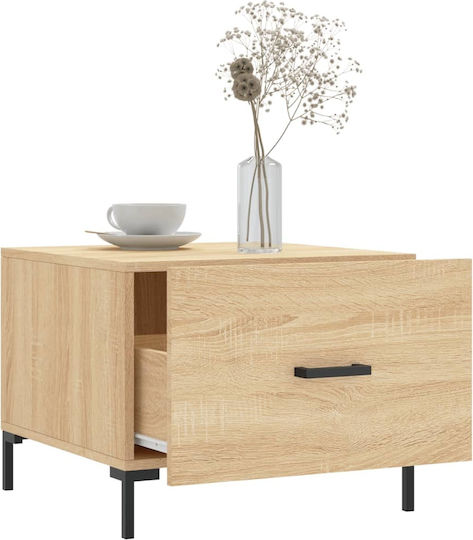 Square Side Table Wooden with Drawers Sonoma Oak 2 Pieces W50xL50xH40cm