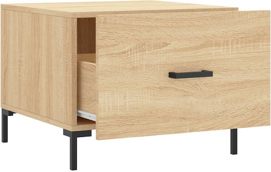 Square Side Table Wooden with Drawers Sonoma Oak 2 Pieces W50xL50xH40cm