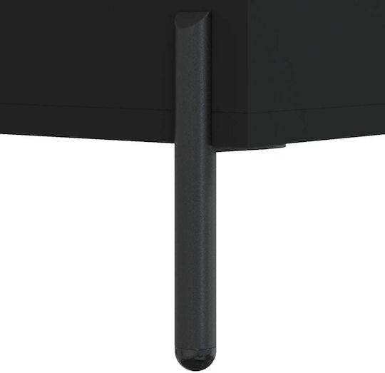 Square Side Table Wooden with Drawers Black 2pcs M50xW50xH40cm