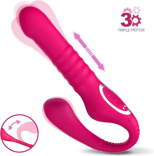 Kinksters Trägerlos Strap On mit Vibration in Fuchsie Farbe