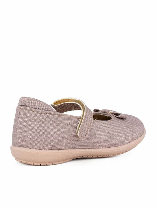 Kids Anatomic Leather Ballerinas with Hoop & Loop Closure Pink