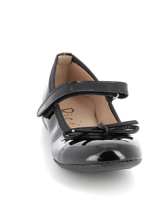 Kids Anatomic Patent Leather Ballerinas with Hoop & Loop Closure Black