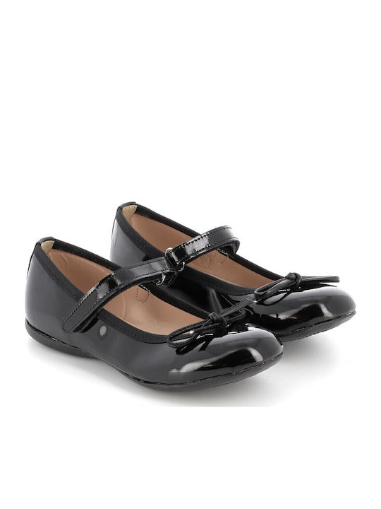 Kids Anatomic Patent Leather Ballerinas with Hoop & Loop Closure Black