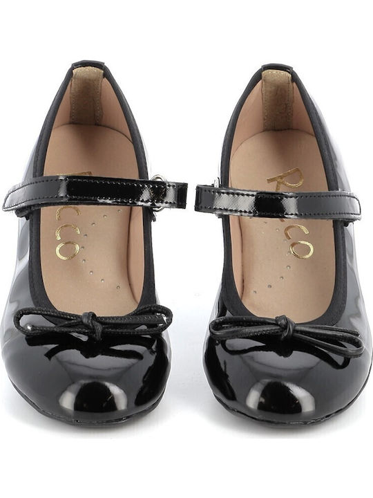 Kids Anatomic Patent Leather Ballerinas with Hoop & Loop Closure Black