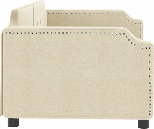 Sofa Bed Single Upholstered with Fabric Blue with Slats for Mattress 100x200cm