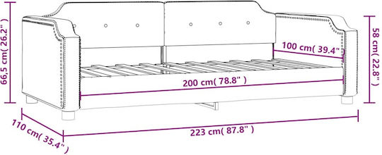 Sofa Bed Single Upholstered with Fabric Blue with Slats for Mattress 100x200cm