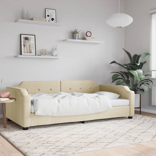 Sofa Bed Single Upholstered with Fabric Blue with Slats for Mattress 100x200cm