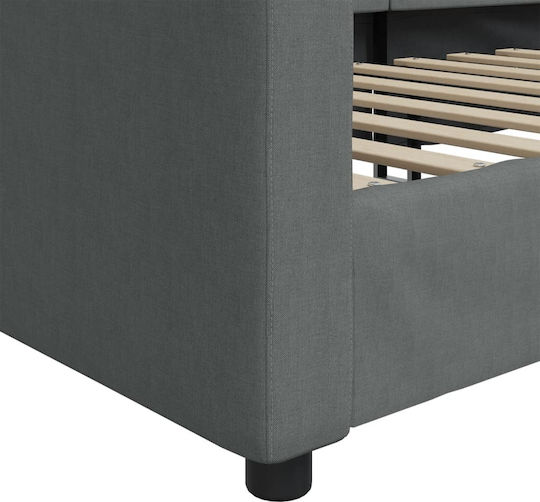 Sofa Bed Single Upholstered with Fabric Dark Gray with Slats for Mattress 90x200cm