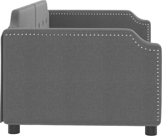 Sofa Bett Einzelbett Mit Stoff bezogen Dark Gray mit Latten für Matratze 80x200cm