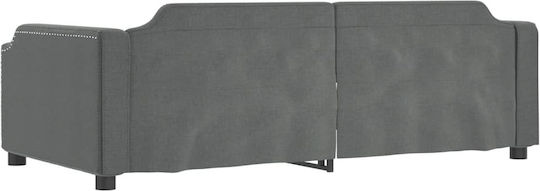 Sofa Bett Einzelbett Mit Stoff bezogen Dark Gray mit Latten für Matratze 80x200cm