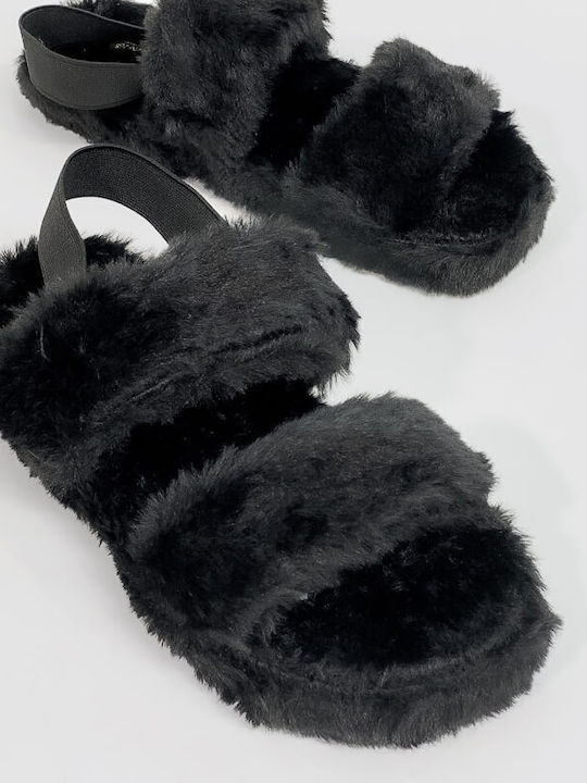 Ipatios Women's Slippers with Fur Black