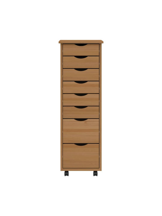 Office Storage Solid Wood Drawer Μελί Καφέ L34xW39xH103cm