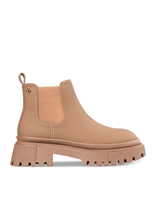 Shorties Damen Chelsea Stiefeletten Beige
