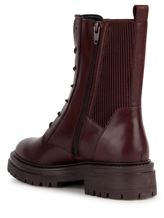 D Iridea Leather Women's Ankle Boots Brown