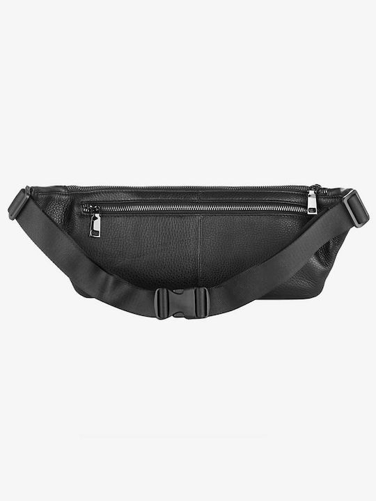 Silver Flame Piele Bum Bag pentru Talie Negru