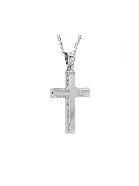 Ioannis Kosmima Men's White Gold Cross 14K Double Sided with Chain