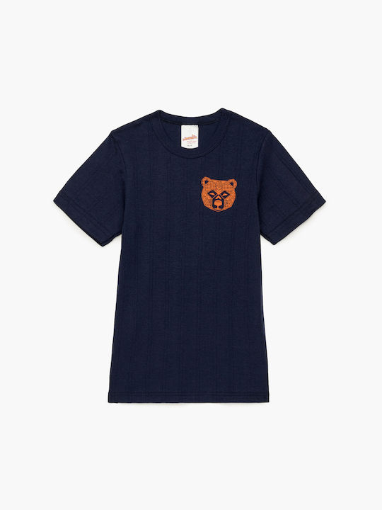 Minerva Bear Kids' Undershirt Short-sleeved Navy Blue