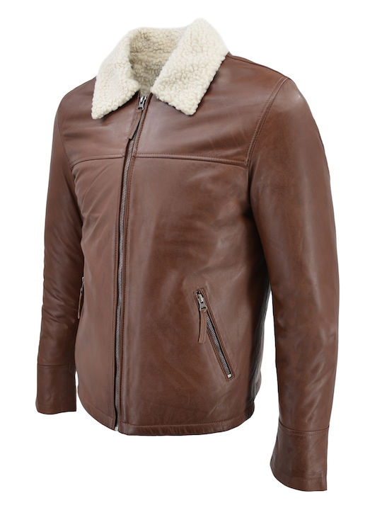 Δερμάτινα 100 Men's Winter Leather Jacket Brown