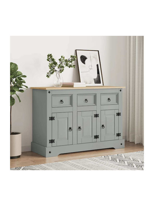 Bufet din Lemn Masiv cu Sertare Gri 112x43x78cm
