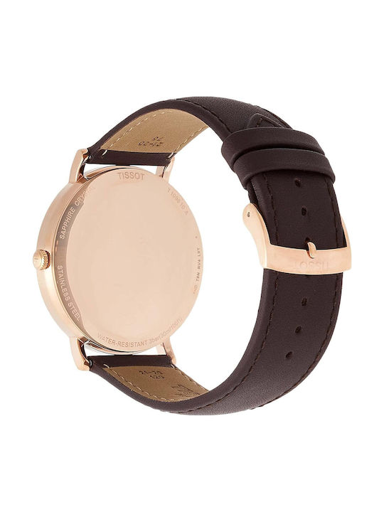 Tissot Мъжки часовник 40мм На батерия с Кафява кожена каишка