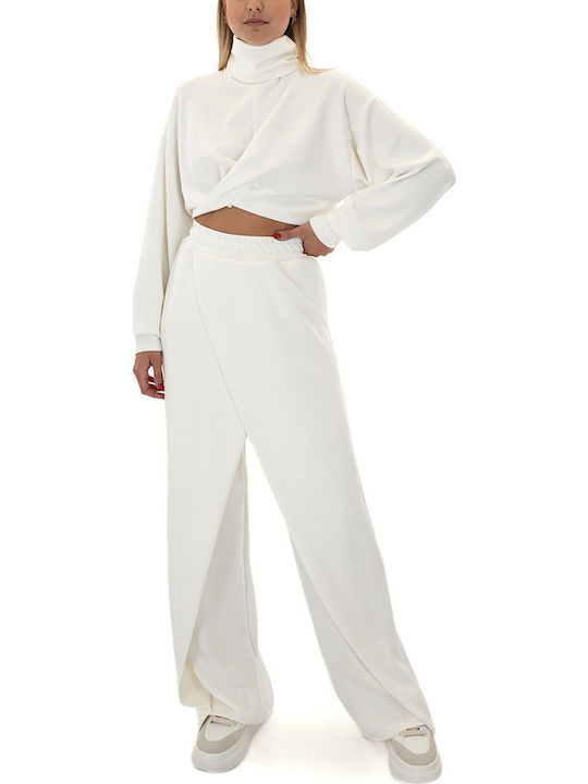 Women's High-waisted Fabric Trousers Beige