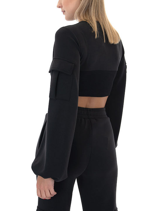 Γυναικείο Crop Top Μακρυμάνικο Μαύρο