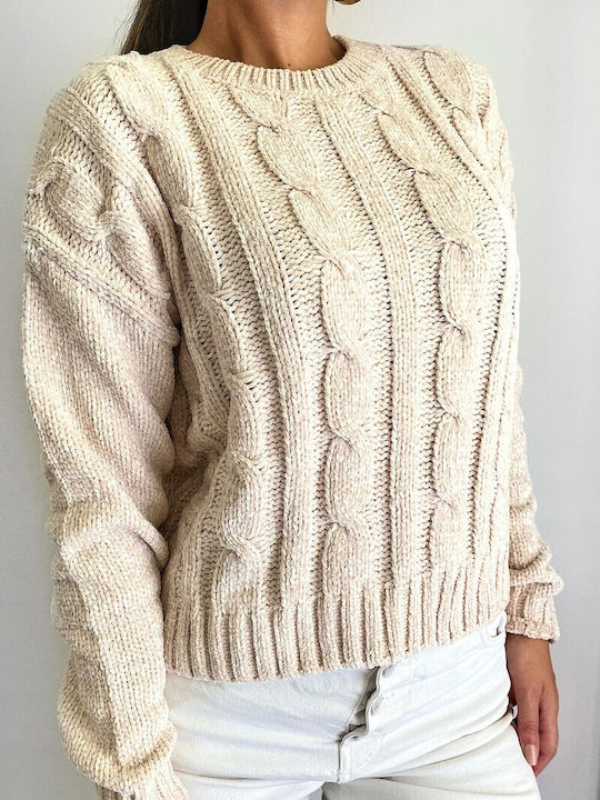 DOT Damen Langarm Pullover Beige