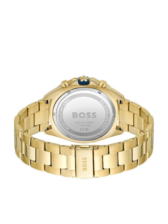 Boss Energy Ανδρικό Ρολόι 44mm Χρονογράφος Μπαταρίας με Χρυσό Μεταλλικό Μπρασελέ