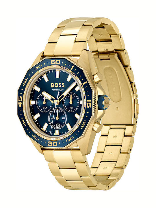 Boss Energy Ανδρικό Ρολόι 44mm Χρονογράφος Μπαταρίας με Χρυσό Μεταλλικό Μπρασελέ