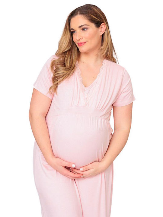 Angel's Secret Nightgown for Maternity Hospital & Breastfeeding Pink