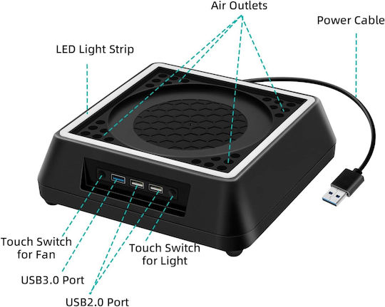 Cooling Base for Xbox Series Xbox in Black Color