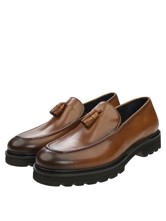 19V69 Men's Leather Loafers Tabac Brown