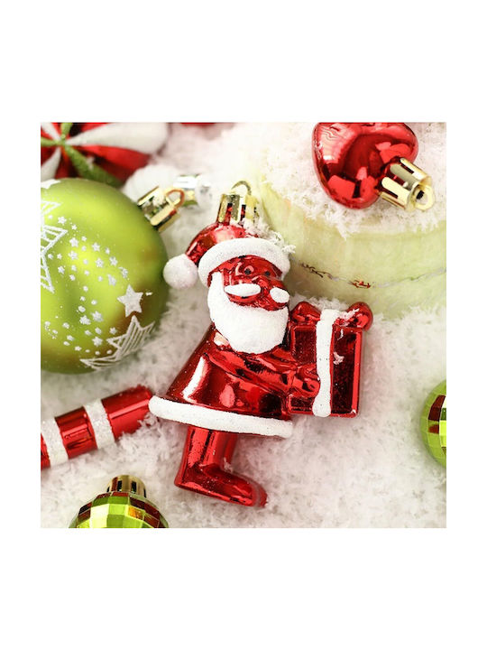 Christmas Plastic Set Ornaments Green 50pcs