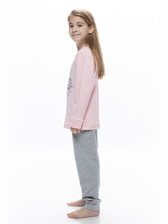 Galaxy Set Top & Bottom Kids Cotton Pyjamas Gray -ΡΟΖ