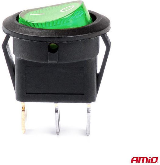 AMiO Διακόπτης On/Off Αυτοκινήτου 12V-24V Universal Πράσινο