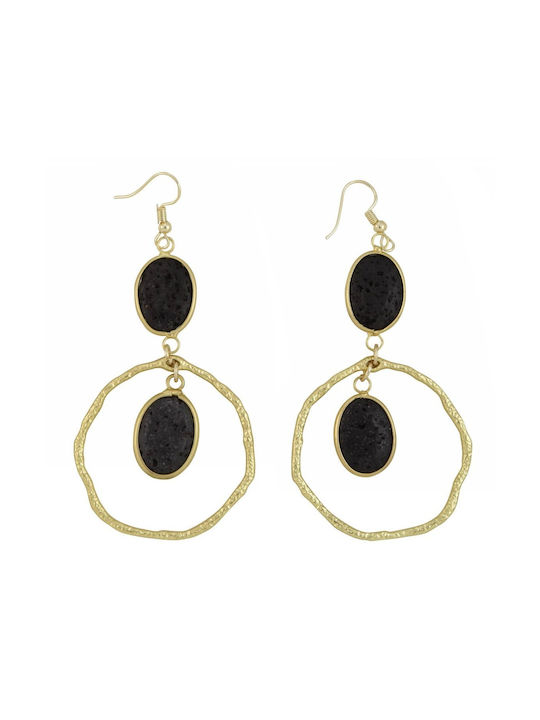 Tatu Moyo Earrings Hoops made of Steel Gold Plated with Stones