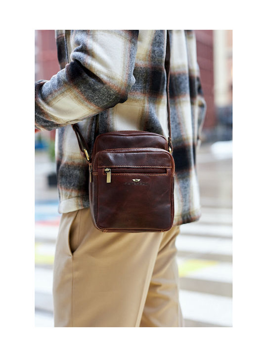 Leder Herrentasche Schulter / Crossbody Braun