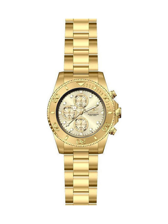 Invicta Ανδρικό Ρολόι 43.5mm Χρονογράφος Μπαταρίας με Μεταλλικό Μπρασελέ