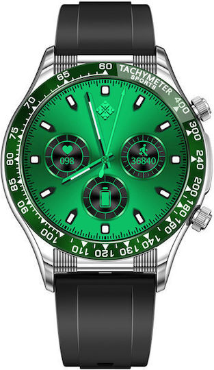Rubicon SR039C Stainless Steel 46mm Smartwatch με Παλμογράφο (Μαύρο)