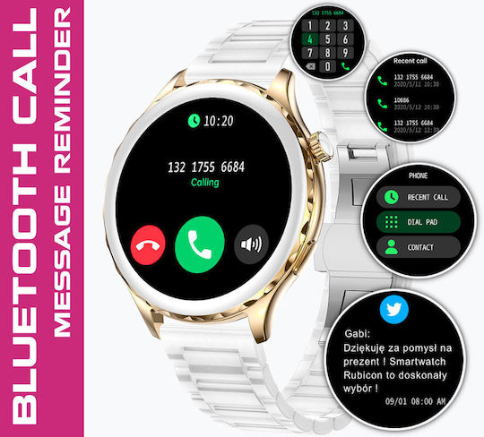 Rubicon SR048B 44mm Smartwatch με Παλμογράφο (Ροζ Χρυσό)