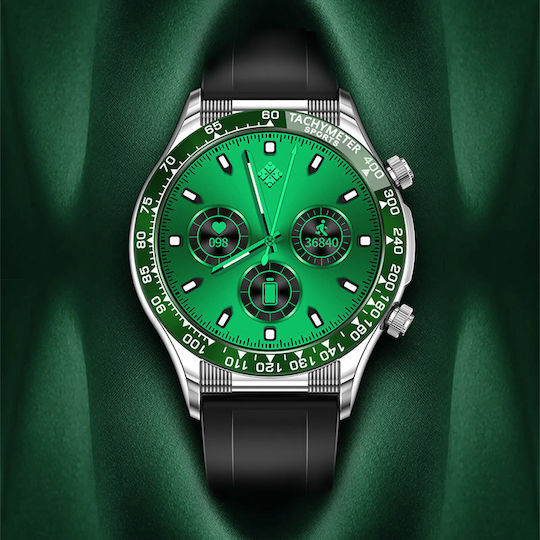Rubicon SR039C Stainless Steel 46mm Smartwatch με Παλμογράφο (Μαύρο)