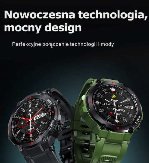 Gravity GT7 Smartwatch με Παλμογράφο (Μαύρο)