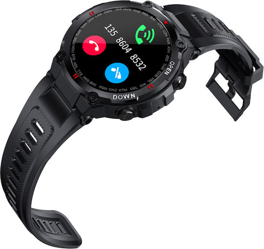 Gravity GT7 Smartwatch με Παλμογράφο (Μαύρο)