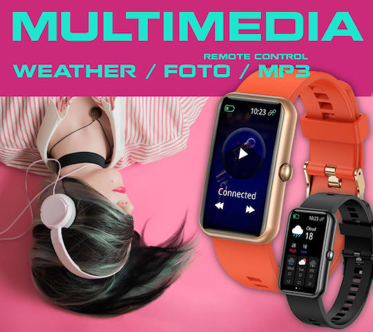 Rubicon SR032E Smartwatch με Παλμογράφο (Ροζ)
