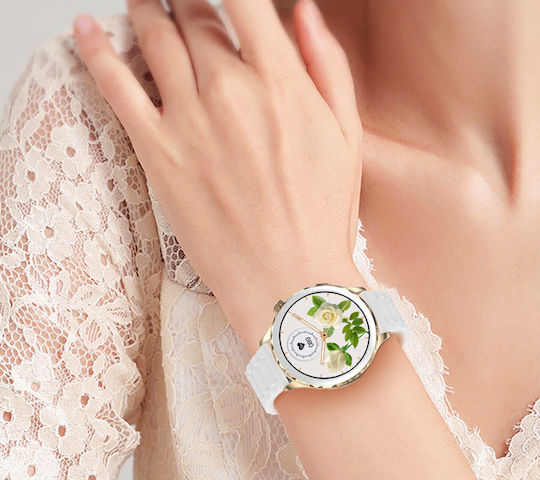 Rubicon SR048B 44mm Smartwatch με Παλμογράφο (Ροζ Χρυσό)
