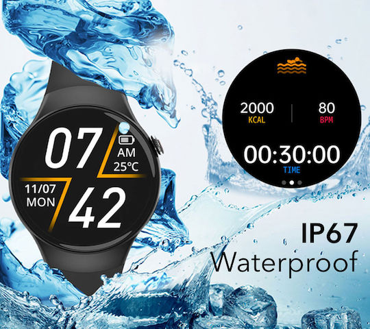 Rubicon SR031A Smartwatch με Παλμογράφο (Μαύρο)