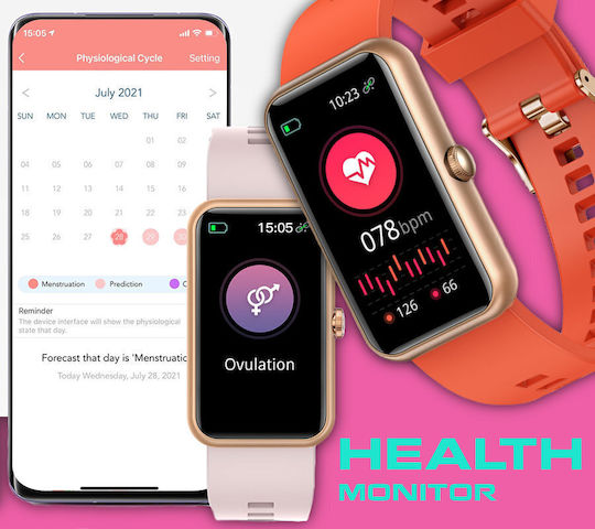 Rubicon SR032F Smartwatch με Παλμογράφο (Σκούρο Πράσινο)
