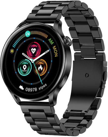 Rubicon SR045C Aluminium 42mm Smartwatch mit Pulsmesser (Schwarz)