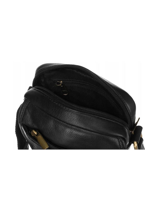 Leder Herrentasche Schulter / Crossbody Schwarz